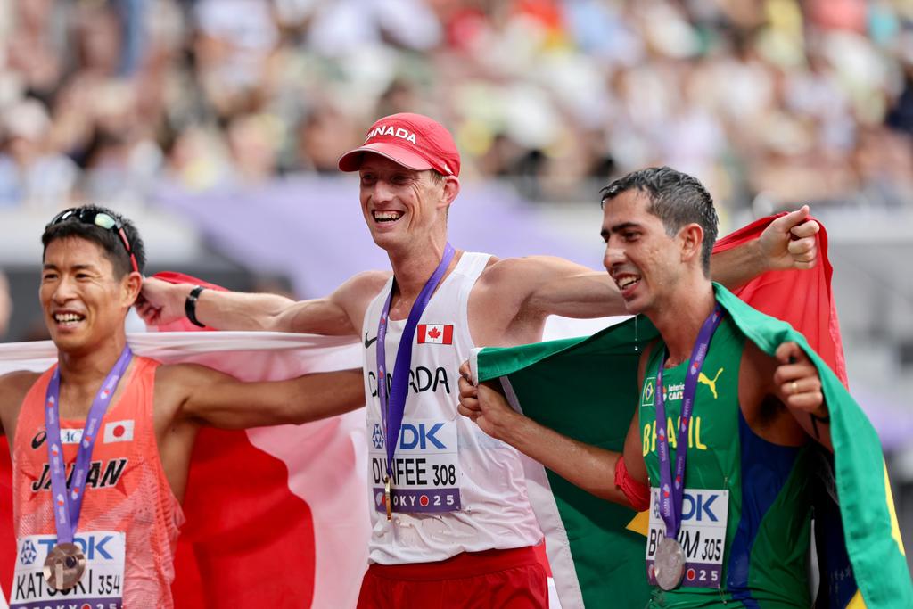 O japonês Katsuki, o canadense Dunfee e o brasileiro Caio Bonfim